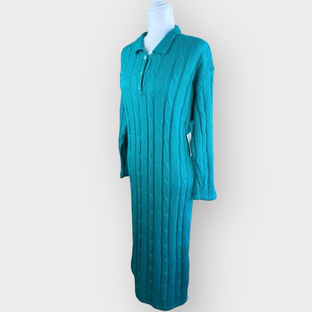 Vintage Teal Cable Knit Sweater Dress - Made in Italy
